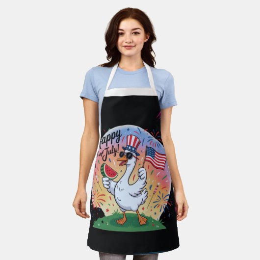 愛国的なスター&ストライプズ7月のキッチンアプロ4th エプロン (着用した状態)