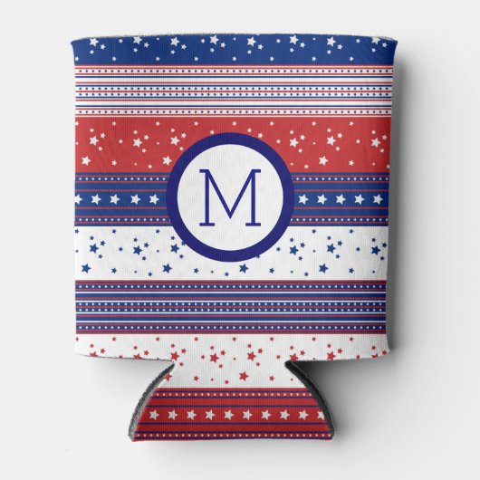 愛国的なスター&ストライプ抽象芸術アメリカ国旗2 缶クーラー (正面)