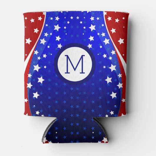 愛国的なスター&ストライプ抽象芸術アメリカ国旗3 缶クーラー (正面)