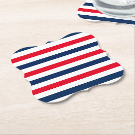 愛国的なストライプ赤白青パタモダンーン ペーパーコースター
