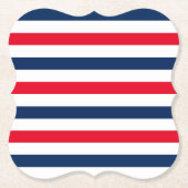 愛国的なストライプ赤白青パタモダンーン ペーパーコースター (正面)