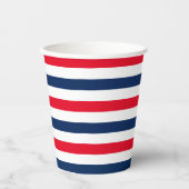 愛国的なストライプ赤白青パタモダンーン 紙コップ (正面)