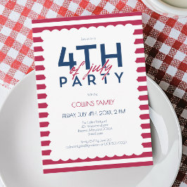 愛国的なストライプ 星 4th of July サマー パーティー 招待状