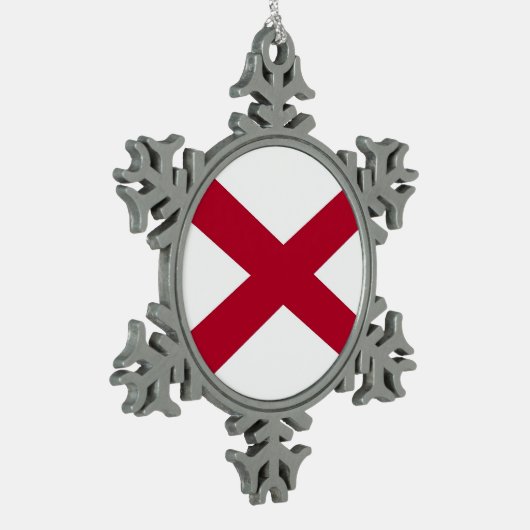 愛国的なスノーフレークオーナメントとアラバマ国旗 スノーフレークピューターオーナメント (左)