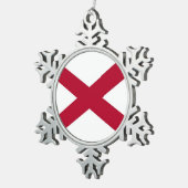 愛国的なスノーフレークオーナメントとアラバマ国旗 スノーフレークピューターオーナメント (右)