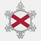 愛国的なスノーフレークオーナメントとアラバマ国旗 スノーフレークピューターオーナメント (正面)