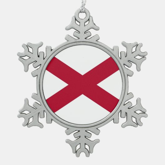 愛国的なスノーフレークオーナメントとアラバマ国旗 スノーフレークピューターオーナメント (正面)