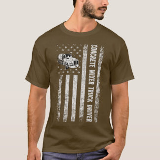 愛国的なセメントコンクリートミキサートラックドライバーアメリカ Tシャツ
