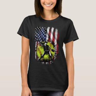 愛国的なソフトボール投手 – 7月4日USA国旗 Tシャツ