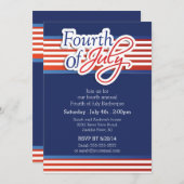 愛国的なタイポグラフィー 7 月 4 日パーティー 招待状 (正面/裏面)