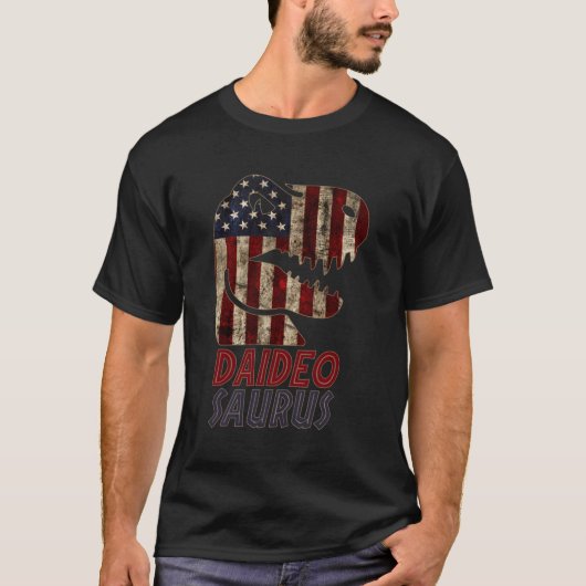 愛国的なダイデオディノダイデオサウルス米国国旗 Tシャツ (正面)