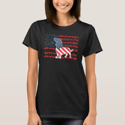 愛国的なダシュント米国国旗の犬Usa Dog Tシャツ (正面)
