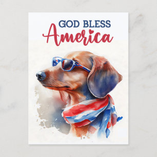 愛国的なダシュント、神の祝福アメリカのはがき ポストカード