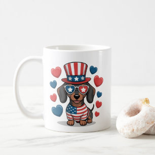 愛国的なダックスフンド犬好きUSAプライド4th July コーヒーマグカップ