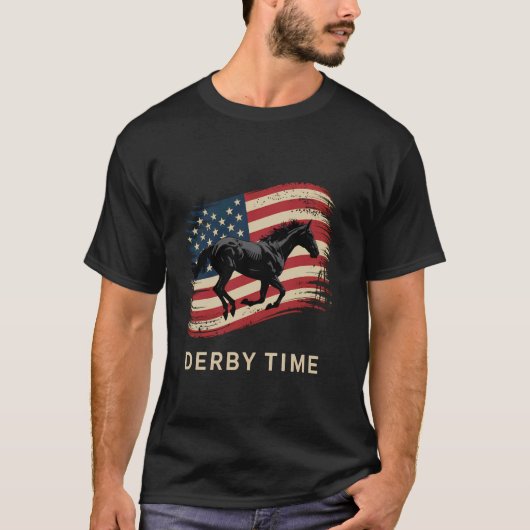 愛国的なダービーの時間の競馬ファンのTシャツ Tシャツ (正面)