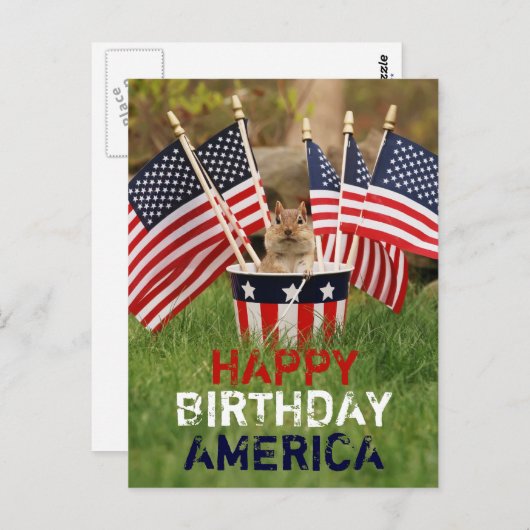 愛国的なチップムンクのはがき ポストカード (正面/裏面)