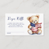 愛国的なテディベアおむつラッフルベビーシャワー エンクロージャーカード (正面)