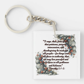 愛国的なテモテへの第一の手紙 2:1-2 フリースブランケット キーホルダー