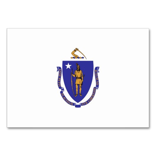 愛国的なテーブルカード マサチューセッツ州の旗 テーブルナンバー (裏面)