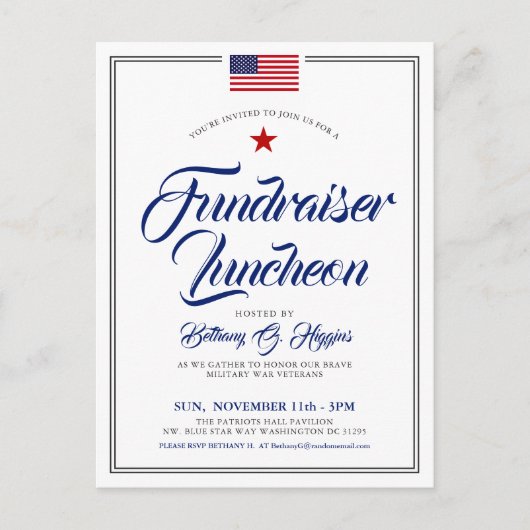 愛国的なテーマのイベント アメリカ国旗 ご招待 ポストカード (正面)