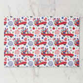 愛国的なトラックと花火の紙ランチョンマット ペーパーパッド (正面)