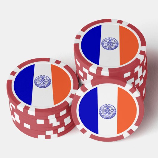 愛国的なトランプのポーカーチップとニューヨーク州旗 ポーカーチップ (積み重ね)