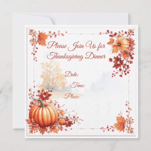 愛国的なトルコの感謝祭 招待状 (裏面)