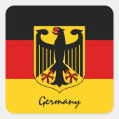 愛国的なドイツとドイツの国旗、休日/スポーツ スクエアシール (正面)
