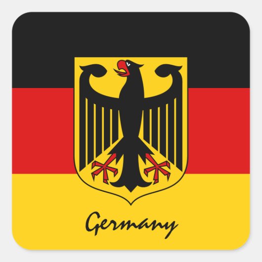愛国的なドイツとドイツの国旗、休日/スポーツ スクエアシール (正面)