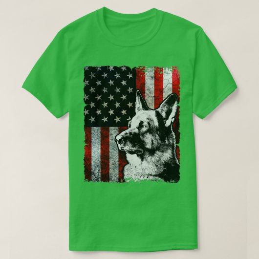 愛国的なドイツの羊飼いアメリカ国旗の犬 – 1 Tシャツ (デザイン正面)