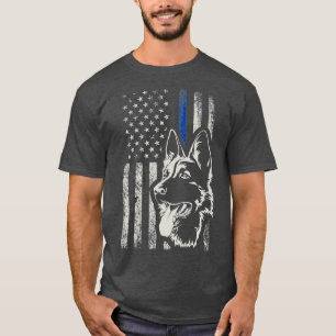 愛国的なドイツの羊飼いK9ユニット薄いブルーラインP Tシャツ