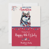 愛国的なドッグ・ハスキー 4th Of July カード (正面)
