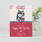 愛国的なドッグ・ハスキー 4th Of July カード (スタンド正面)