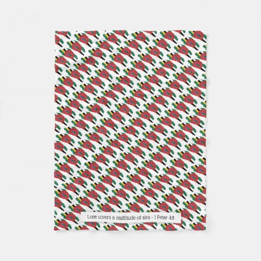 愛国的なドミニカ地図カスタマイズスクリプト フリースブランケット (正面)