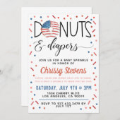 愛国的なドーナツベビー散水シャワー招待状 招待状 (正面/裏面)