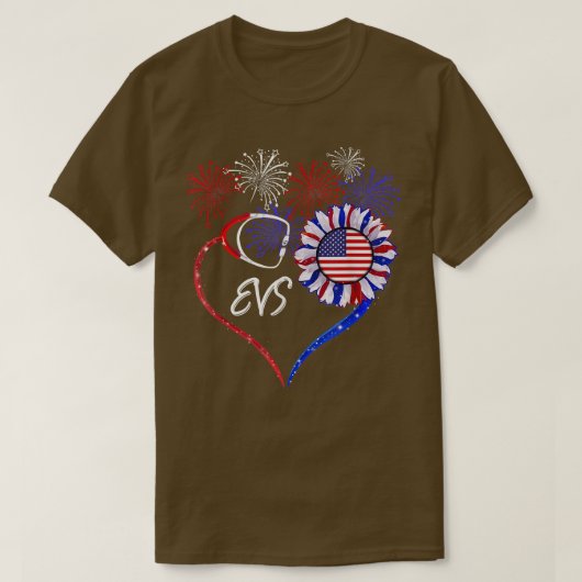 愛国的なナースEVS 7月の4thアメリカ国旗Sunf Tシャツ (デザイン正面)