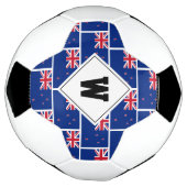 愛国的なニュージーランド国旗のモノグラムのサッカーボール サッカーボール (回転)