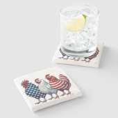 愛国的なニワトリ ストーンコースター (横)