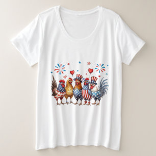 愛国的なニワトリ プラスサイズTシャツ