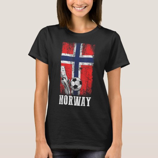 愛国的なノルウェーのサッカー選手ノルウェー国旗Soc Tシャツ (正面)