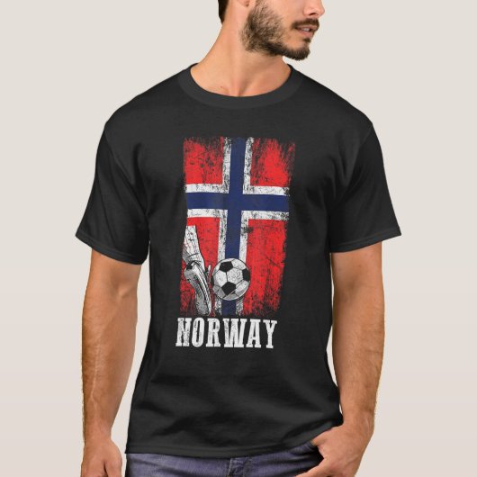 愛国的なノルウェーのサッカー選手ノルウェー国旗Soc Tシャツ (正面)