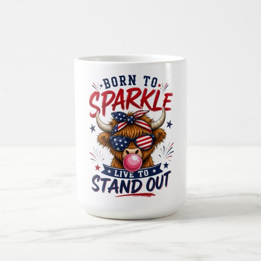 愛国的なハイランドカウの面白いコーヒーマグ コーヒーマグカップ (中央)