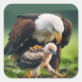 愛国的なハクトウワシ 父の日 動物ギフト スクエアシール (正面)