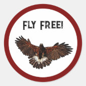 愛国的なハゲ飛んでいるワシUSAフリー自然アート ラウンドシール (正面)