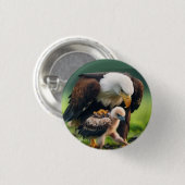 愛国的なハゲ・イーグルの父の日の野生動物の贈り物 缶バッジ (正面&裏面)