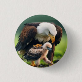 愛国的なハゲ・イーグルの父の日の野生動物の贈り物 缶バッジ