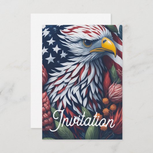 愛国的なハゲ・イーグル7月4日パーティの招待状 招待状 (正面/裏面)