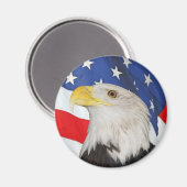 愛国的なハゲ・ワシとアメリカ国旗 マグネット (正面/裏面)