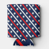 愛国的なハッピーフラッグの日レッドホワイトとブルーストライプ 缶クーラー (裏面)