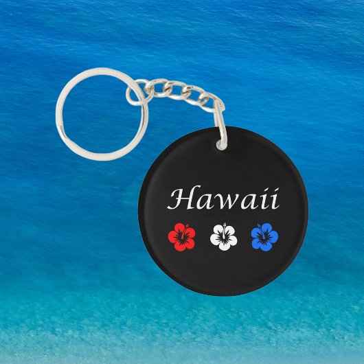 愛国的なハワイアロハ赤白青花 キーホルダー